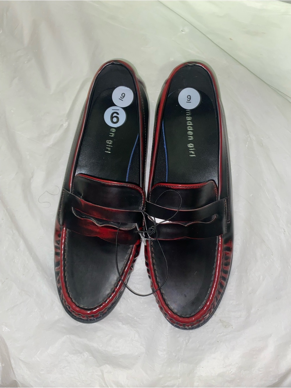Madden Girl Black & Red Men's Penny Loafers